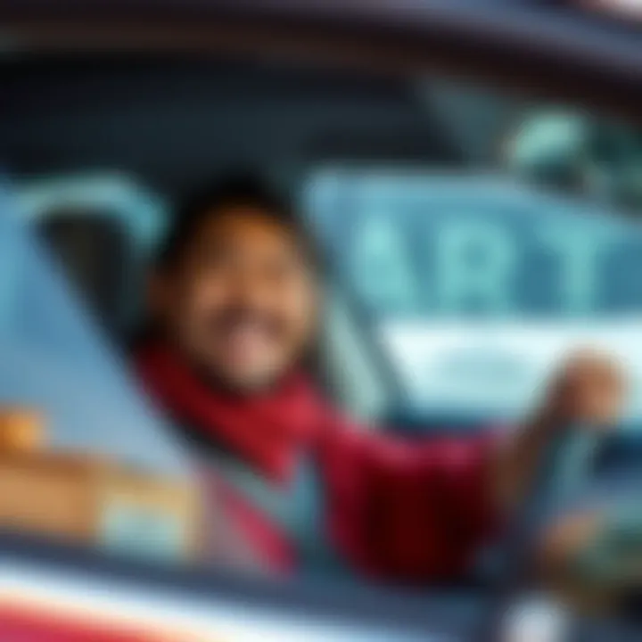 Happy driver with a new car