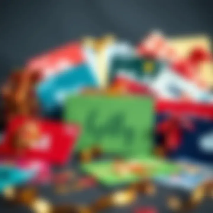 Assorted gift cards arranged creatively