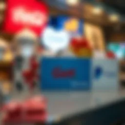 Elegant gift card display featuring popular retailers