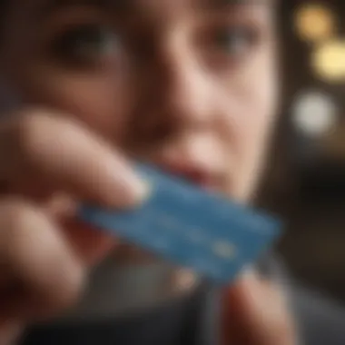 A close-up of a person analyzing credit card offers