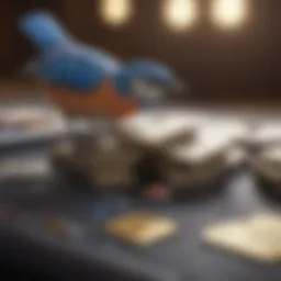 A visually appealing display of various financial tools including the Bluebird card.