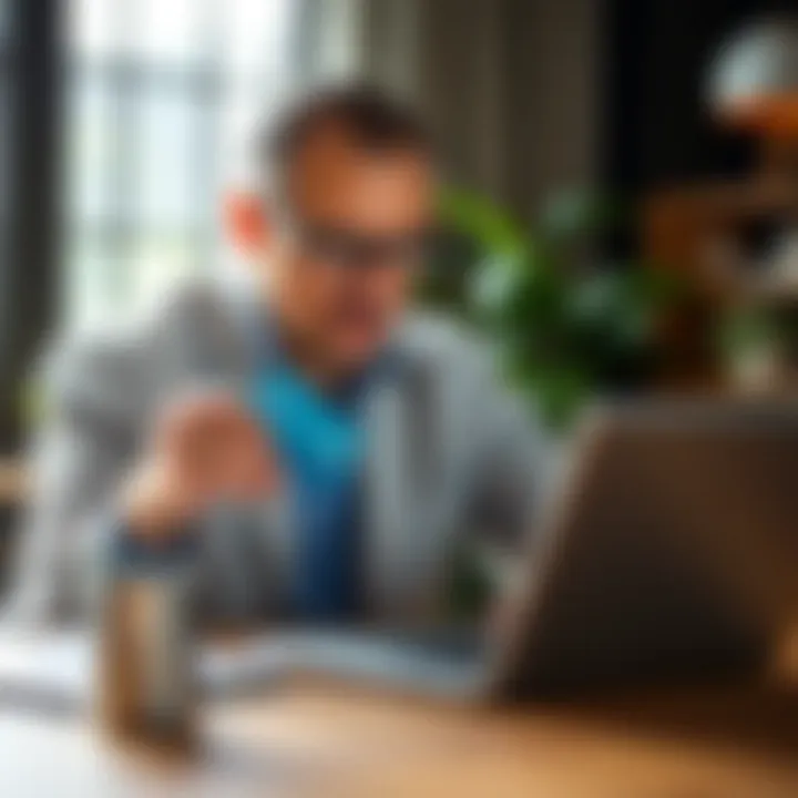 A financial expert analyzing credit card offers on a laptop