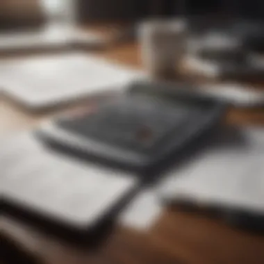 A calculator and financial documents on a desk