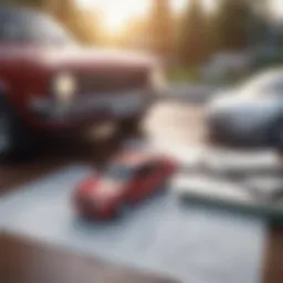 Illustration of a car and insurance policy documents