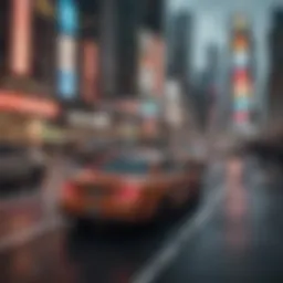 New York City skyline with traffic