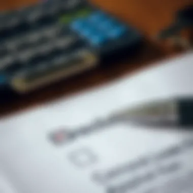 Close-up of a checklist with documents for loan application