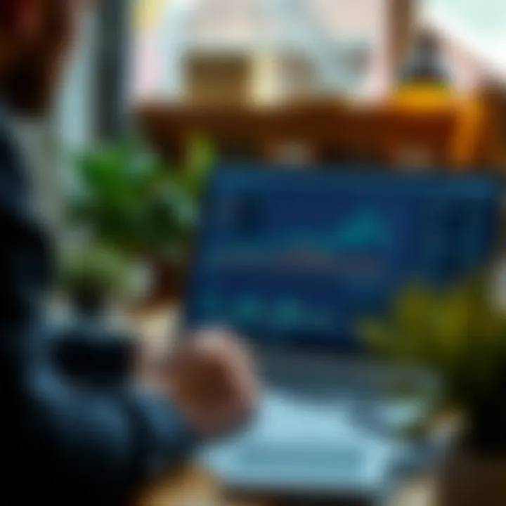 A person analyzing financial data on a laptop