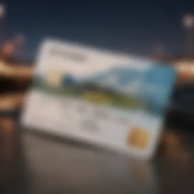 An attractive credit card with travel-related graphics