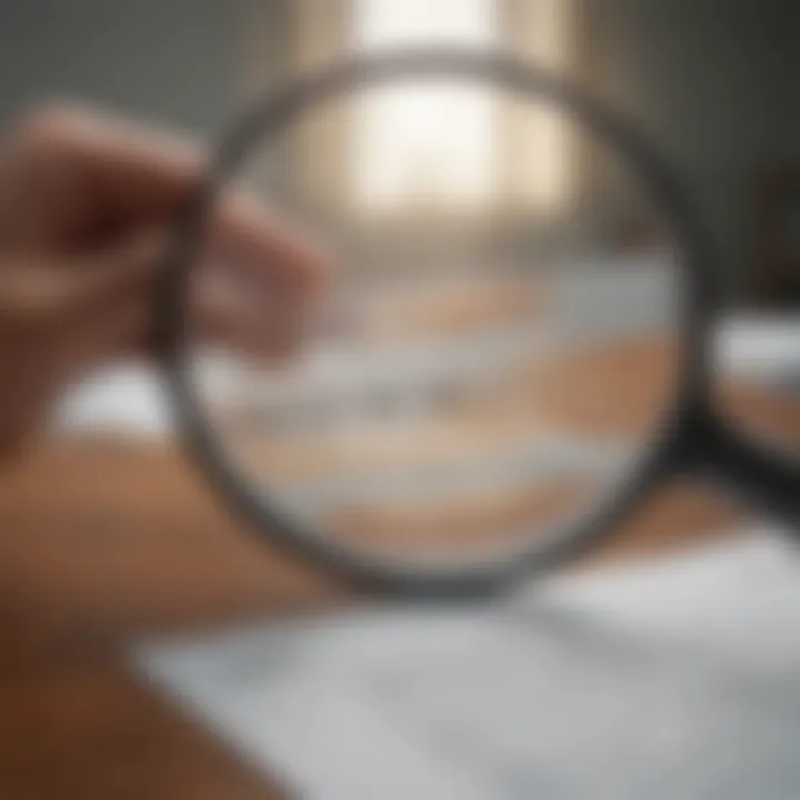 A magnifying glass focusing on a credit report