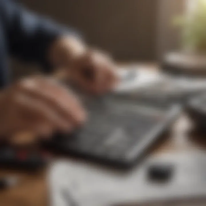 Person calculating expenses with a calculator