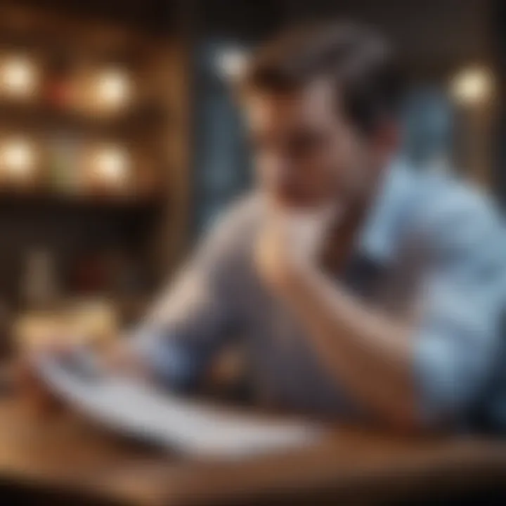 An individual contemplating financial decisions