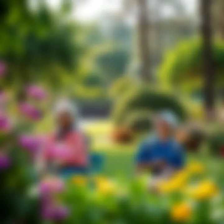 Lush Park Scene Lush park scene illustrating outdoor activities for seniors