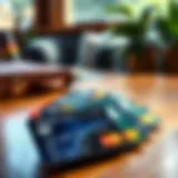 A collection of travel credit cards displayed elegantly on a wooden table
