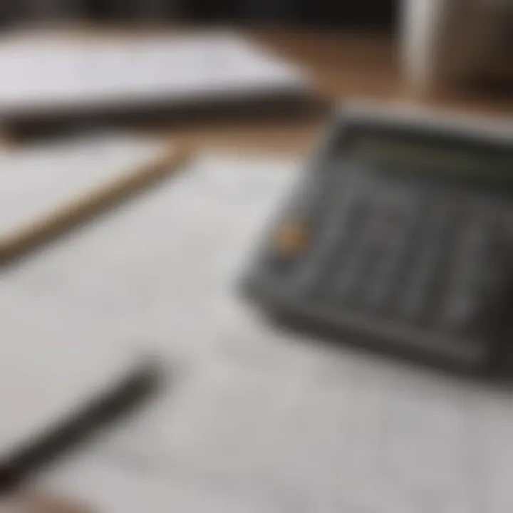 Calculator and financial papers on a desk