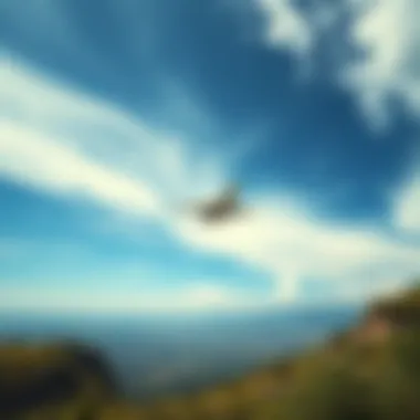 A picturesque landscape with an airplane soaring above, representing travel aspirations