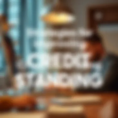 Graphic showcasing strategies for improving business credit standing