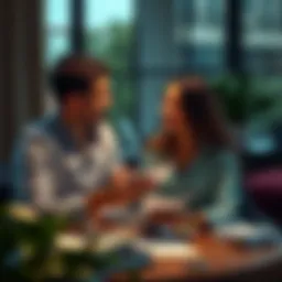 Illustration showing a couple discussing finances
