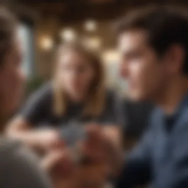 Parent-Teen Discussion on Credit A parent discussing credit card responsibilities with their teenager