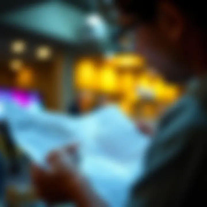 Person examining fine print of a travel insurance policy