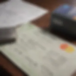 A debit card placed next to a money order form