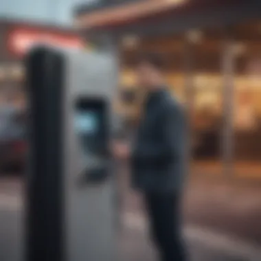 A person using a Chime card at a car rental kiosk