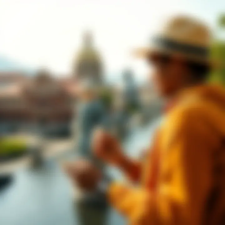 Traveler using the Western Union Travel Card while exploring a new destination